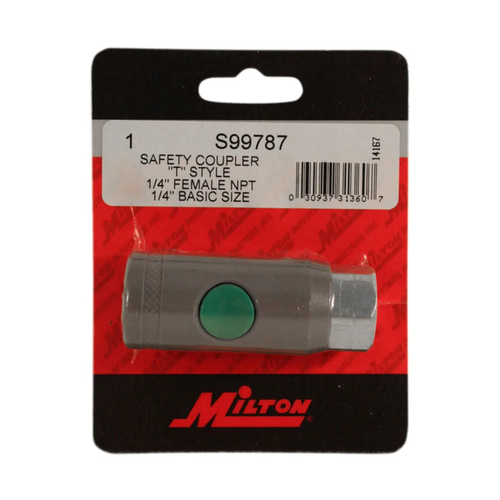 Milton S-99787 1/4" FNPT T-Style Safety Coupler