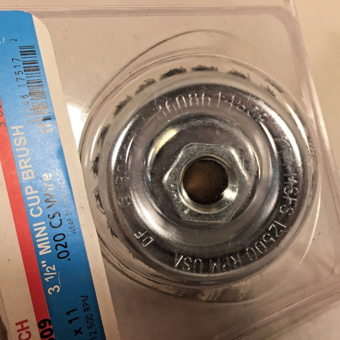 Bosch 3 1/2" CUP BRUSH, CRIMPED, CARBON STEEL,  5/8" X 11" ARBOR WBS524
