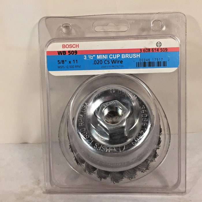 Bosch 3 1/2" CUP BRUSH, CRIMPED, CARBON STEEL,  5/8" X 11" ARBOR WBS524
