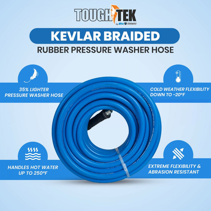 BluBird Tough-Tek Rubber Pressure Washing Smooth Finish Hose 1/2" X 200'-BLUE TTPW12200-NM