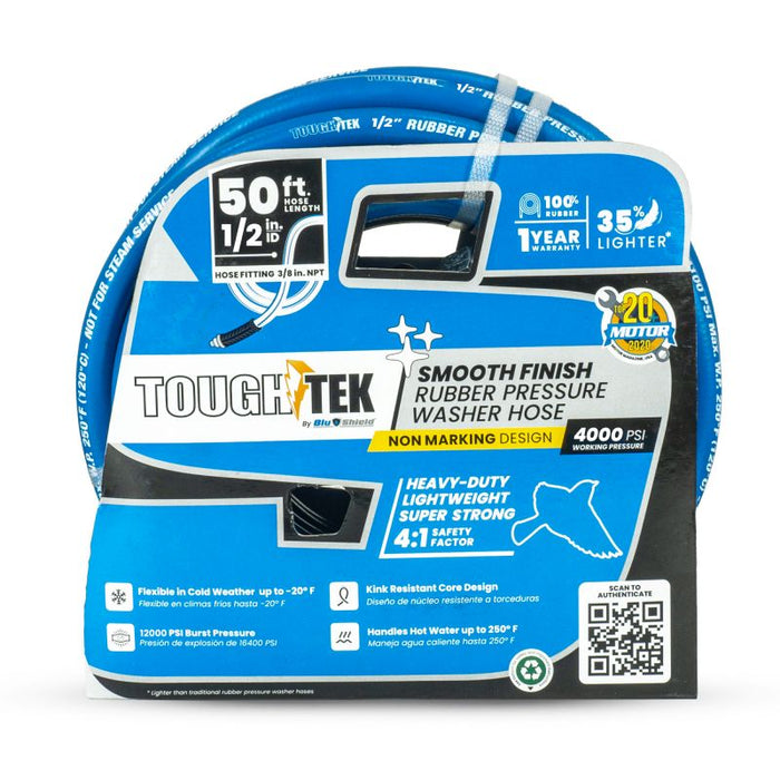 BluBird Tough-Tek Rubber Pressure Washing Hose 1/2" X 50'-BLUE TTPW1250-NM