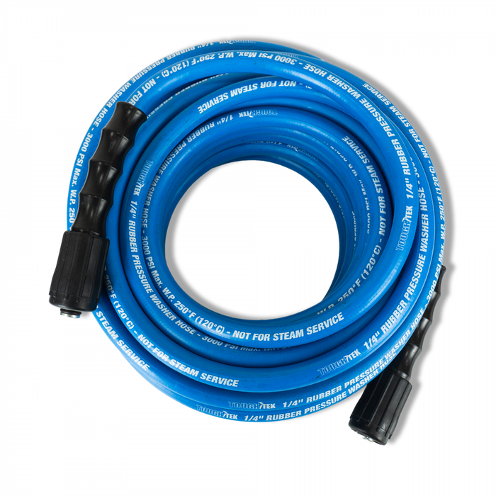 BluBird Tough-Tek Rubber Pressure Washing Hose 1/4" X 100' with M22 Coupler-BLUE TTPW14100-NM