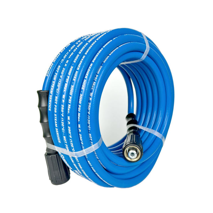 BluBird Tough-Tek Rubber Pressure Washing Hose 1/4" X 50' with M22 Coupler-BLUE TTPW1450-NM