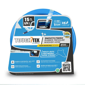 BluBird Tough-Tek Rubber Pressure Washing Hose 3/8" X 15'-BLUE TTPW3815-NM