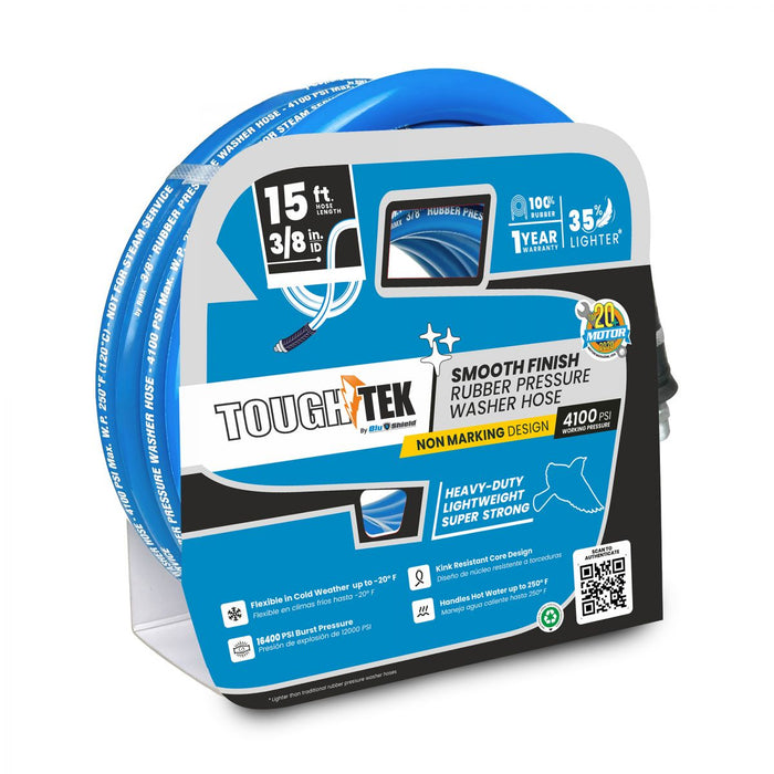 BluBird Tough-Tek Rubber Pressure Washing Hose 3/8" X 15'-BLUE TTPW3815-NM