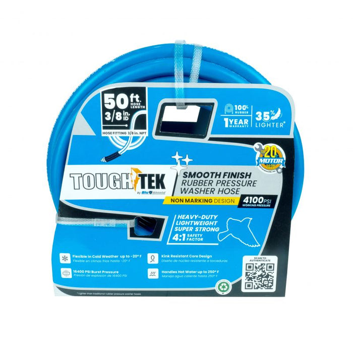 BluBird Tough Tek Rubber Pressure Washer Hose 3/8" x 50' - Blue TTPW3850-NM