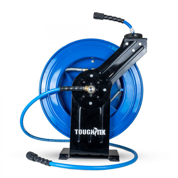 BluBird Tough-Tek Rubber Pressure Washing Hose Reel 1/4" X 100(Single Arm - Heavy Duty) with 6' Lead-in-Hose TTPWR14100-NM