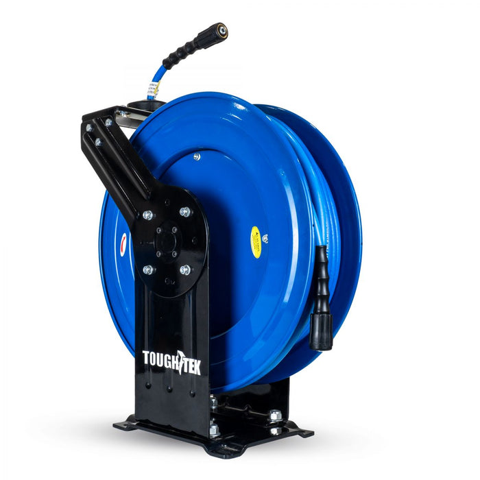 BluBird Tough-Tek Rubber Pressure Washing Hose Reel 1/4" X 100(Single Arm - Heavy Duty) with 6' Lead-in-Hose TTPWR14100-NM