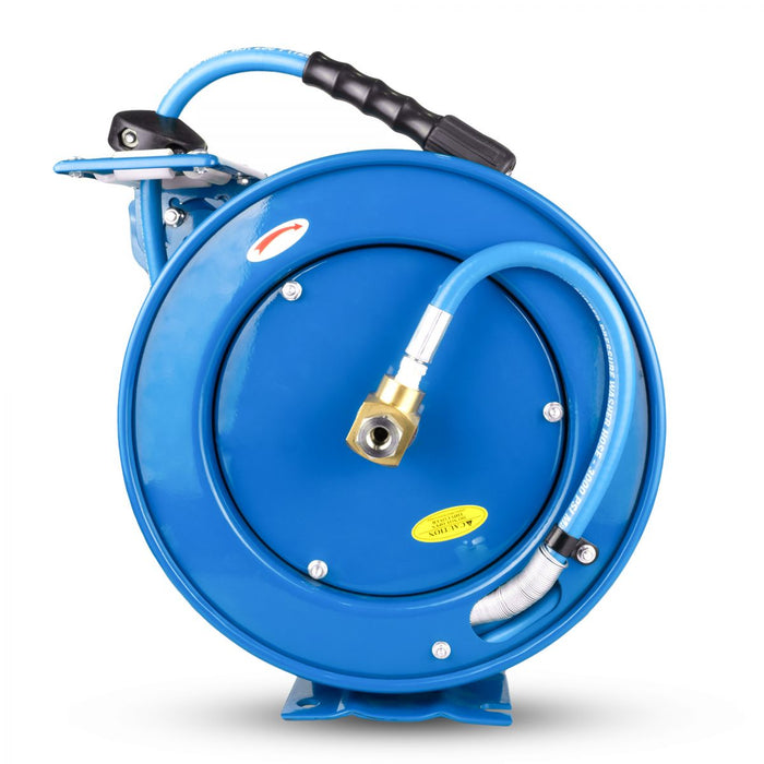 BluBird Tough-Tek Rubber Pressure Washing Hose Reel 1/4" X 50(Single Arm - Heavy Duty) with 6' Lead-in-Hose TTPWR1450-NM