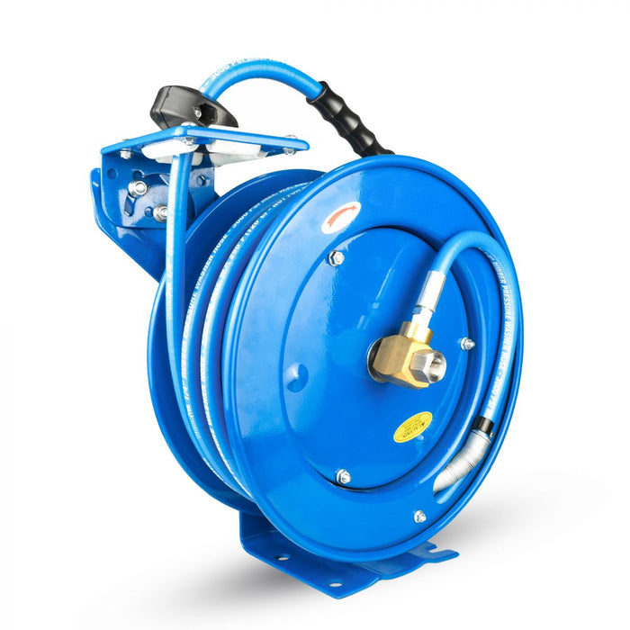 BluBird Tough-Tek Rubber Pressure Washing Hose Reel 1/4" X 50(Single Arm - Heavy Duty) with 6' Lead-in-Hose TTPWR1450-NM