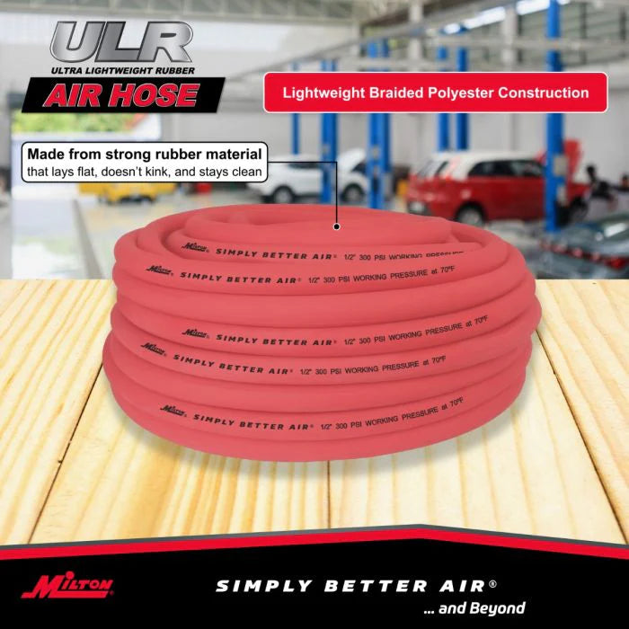 Milton ULR12100BK 1/2" Ultra Lightweight Rubber Hose, 100' Bulk Hose w/ No Ends