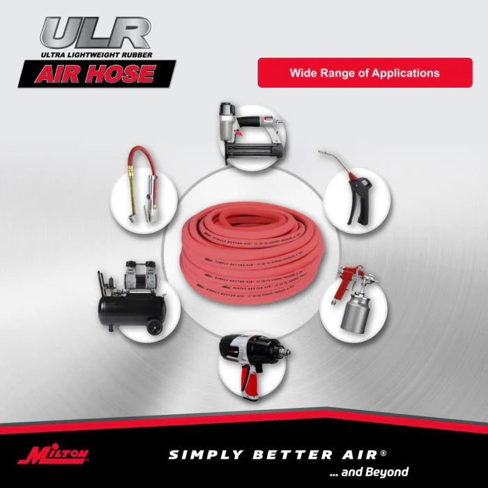 Milton ULR12100BK 1/2" Ultra Lightweight Rubber Hose, 100' Bulk Hose w/ No Ends