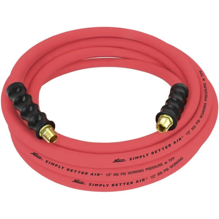 Milton ULR122538 1/2" Ultra Lightweight Rubber Hose, 25' Air Hose w/ 3/8" NPT Male Inlet Thread Ends