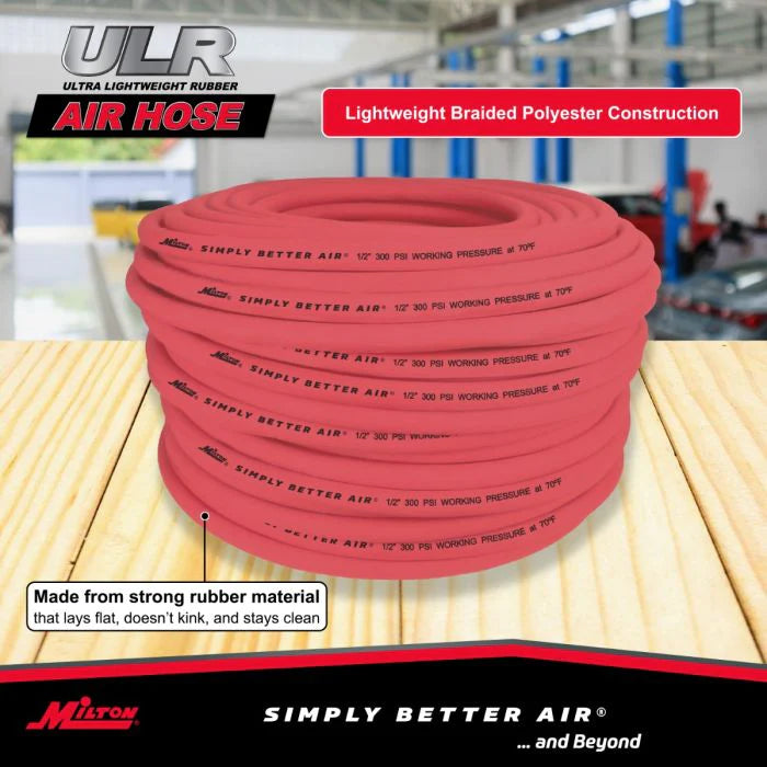 Milton ULR12300BK 1/2" Ultra Lightweight Rubber Hose, 300' Bulk Hose w/ No Ends