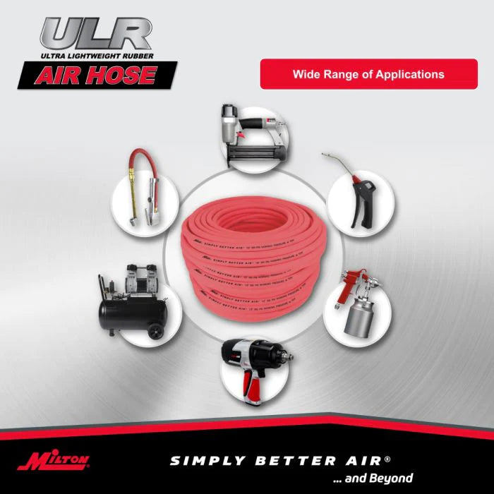 Milton ULR12300BK 1/2" Ultra Lightweight Rubber Hose, 300' Bulk Hose w/ No Ends