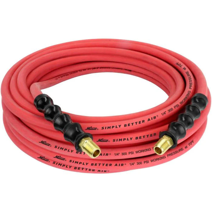 Milton ULR145014 1/4" Ultra Lightweight Rubber Hose, 50' Air Hose w/ 1/4" NPT Male Inlet Thread Ends