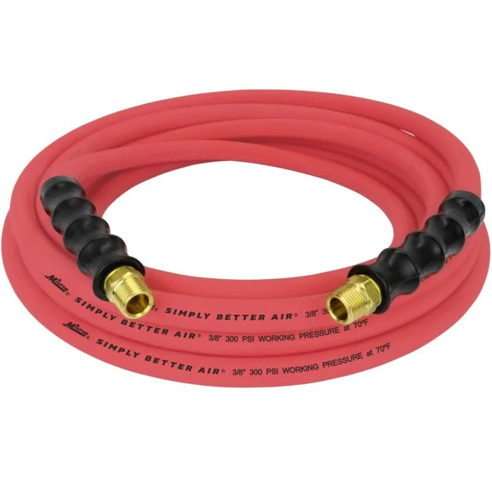 Milton ULR382538 3/8" Ultra Lightweight Rubber Hose, 25' Air Hose w/ 3/8" NPT Male Inlet Thread Ends