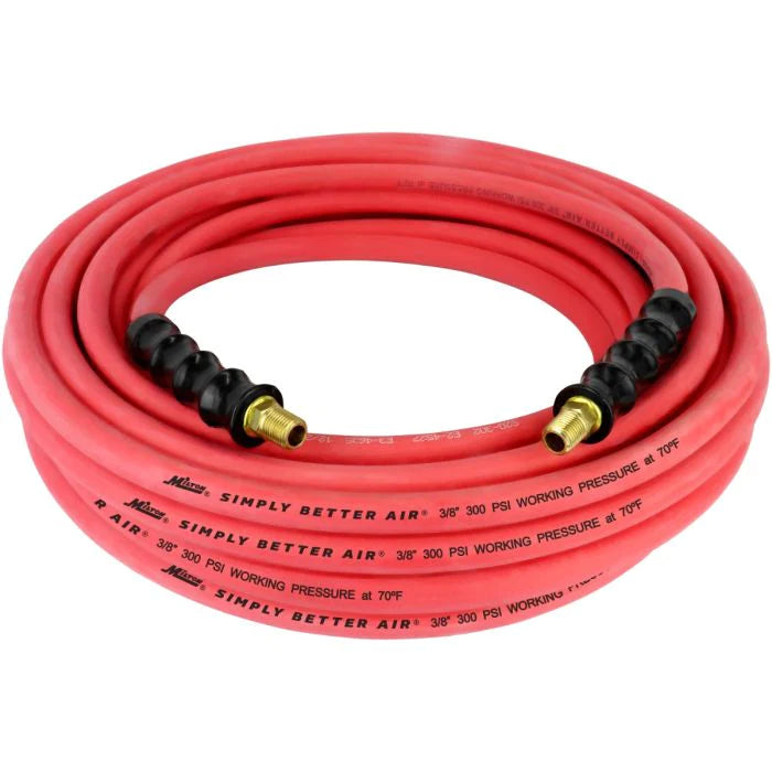 Milton ULR385014 3/8" Ultra Lightweight Rubber Hose, 50' Air Hose w/ 1/4" NPT Male Inlet Thread Ends