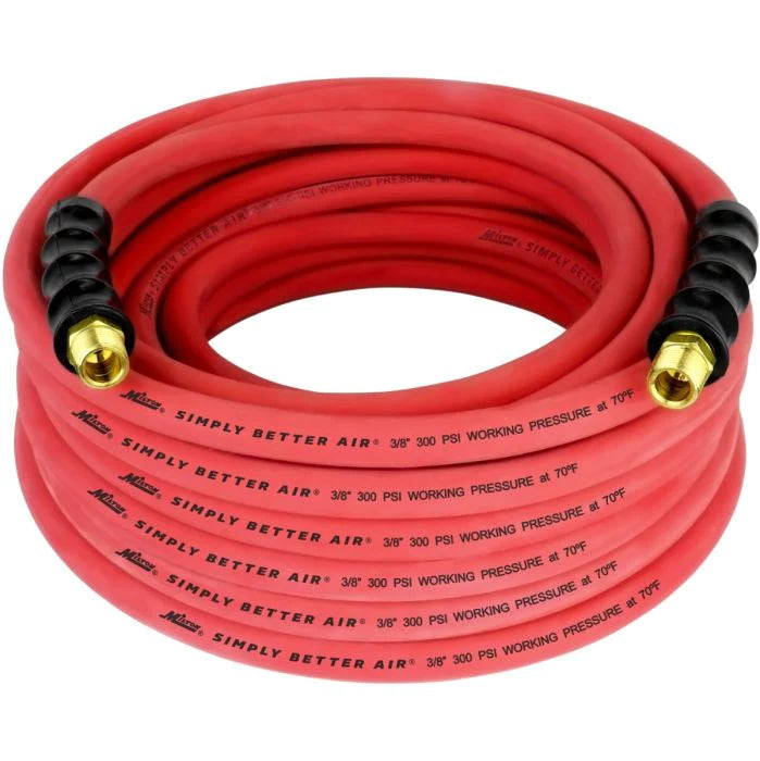 Milton ULR385038 3/8" Ultra Lightweight Rubber Hose, 50' Air Hose w/ 3/8" NPT Male Inlet Thread Ends