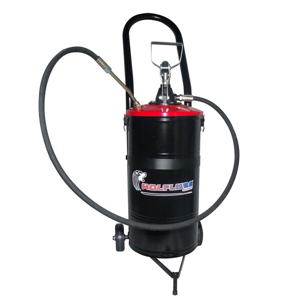 Wolflube Manual Grease Pump - with Bucket and Trolley - 33 lbs Bucket Capacity