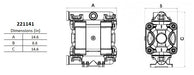 Wolflube Diaphragm Pump - Polypropylene - 1/2'' - For Oil and Diesel - Free Flow Rate 14.5 gpm freeshipping - Empire Lube Equipment