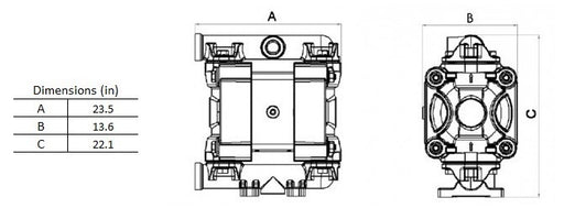 Wolflube Diaphragm Pump - Aluminum - 2'' - For Water and DEF - Free Flow Rate 185 gpm freeshipping - Empire Lube Equipment