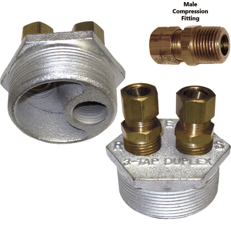 Compression Bushing Beckett Duplex Tank Bushings 3-Way Tap (Slip-Thru male Compression Fit