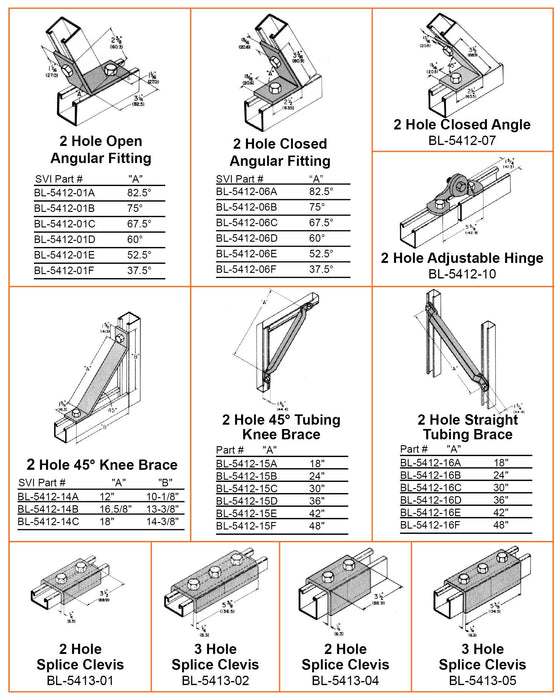SVI INTERNATIONAL BL-5412-01B 2 Hole Open Angular Fitting 75° Ref# B148GRN