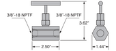 Freedom Hydraulics Needle Valve, Female 3/8" NPTF - FNV38 - Empire Lube Equipment