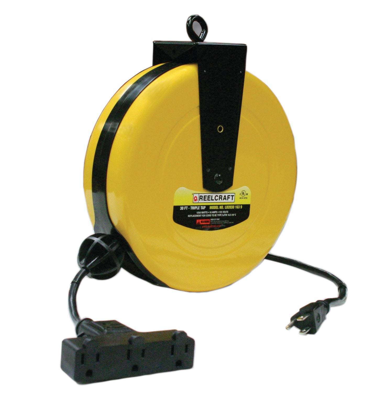Reelcraft Heavy-duty Retractable Cord Reel 50ft NEMA 4 Rated 12/3 Flying  Leads for sale online