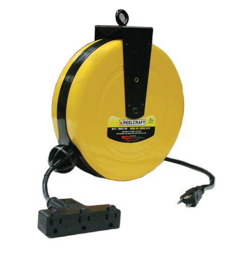 Reelcraft Retractable Cord Reel with Fluorescent Light — 50ft., 16/3,  Model# LG3050 163 8