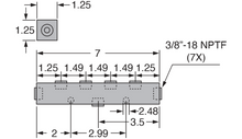 Load image into Gallery viewer, Freedom Hydraulics 7&quot; Long Manifold, 1 IN - 6 OUT, 3/8&quot; NPTF - MAN7 - Empire Lube Equipment