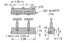 Load image into Gallery viewer, Freedom Hydraulics 6&quot; Long Manifold Block With 2 Needle Valves, 1 IN - 2 OUT, 3/8&quot; NPTF - MANN2 - Empire Lube Equipment