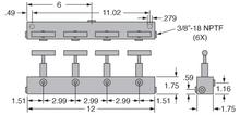 Load image into Gallery viewer, Freedom Hydraulics 12&quot; Long Manifold Block with 4 Needle Valves, 1 IN - 4 OUT, 3/8&quot; NPTF - MANN4 - Empire Lube Equipment