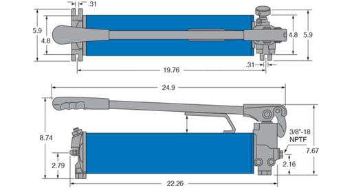 Freedom Hydraulics 134 IN3 10,000 Psi Two Speed Hand Pump - PH134 - Empire Lube Equipment