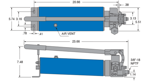 Freedom Hydraulics 213 IN3 10,000 Psi Two Speed Hand Pump - PH213 - Empire Lube Equipment