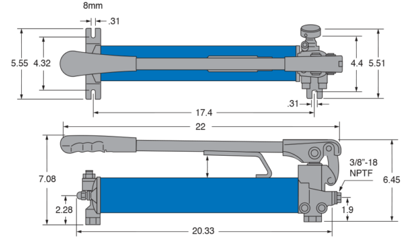 Freedom Hydraulics 45 IN3 10,000 Psi Two Speed Hand Pump - PH45 - Empire Lube Equipment