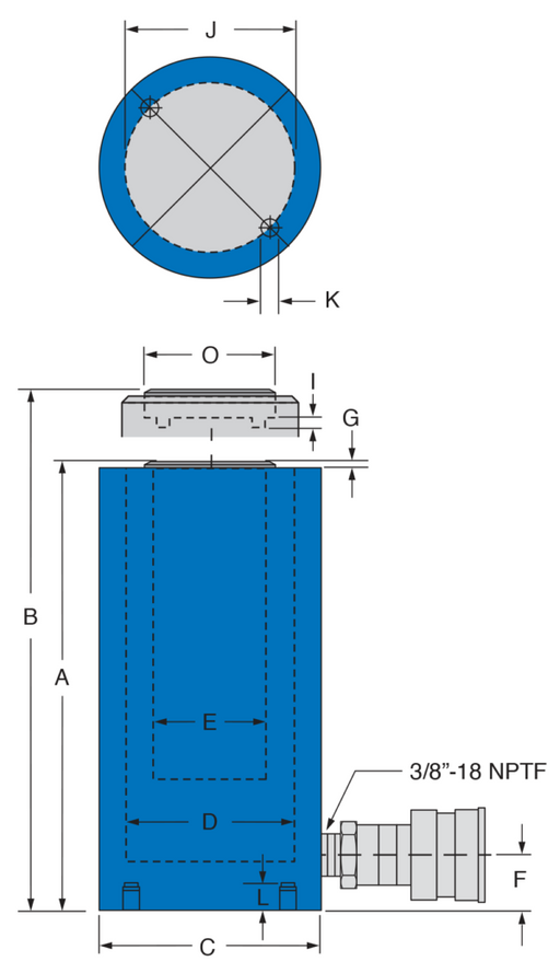 Freedom Hydraulics 100 Ton Single Acting Aluminum Cylinder, 4.00" Stroke - SA1004 - Empire Lube Equipment