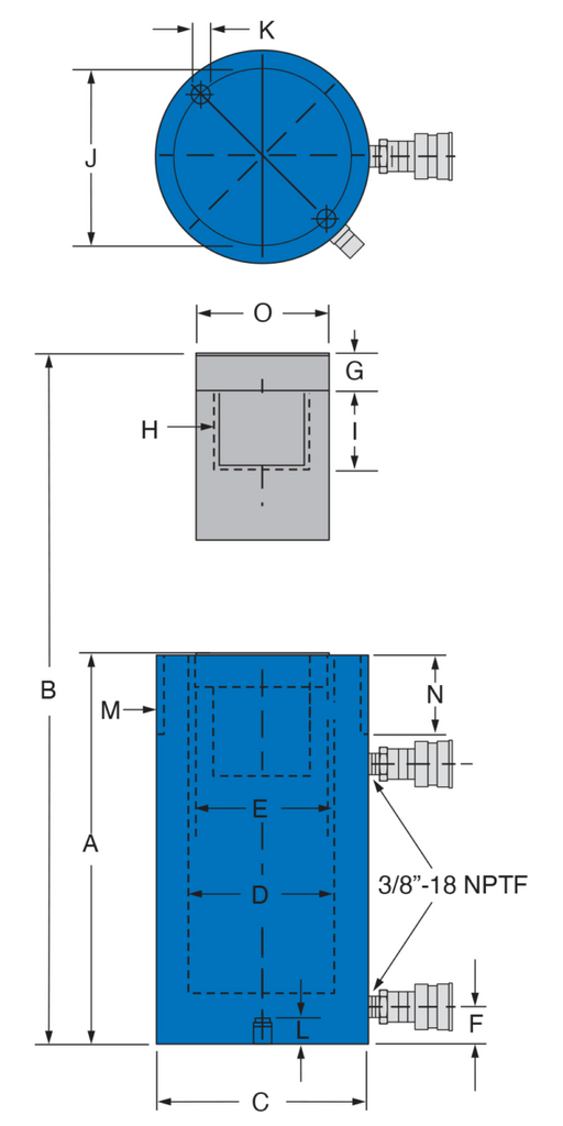 Freedom Hydraulics 100 Ton Double Acting Cylinder, 10.00" Stroke  - SD10010 - Empire Lube Equipment