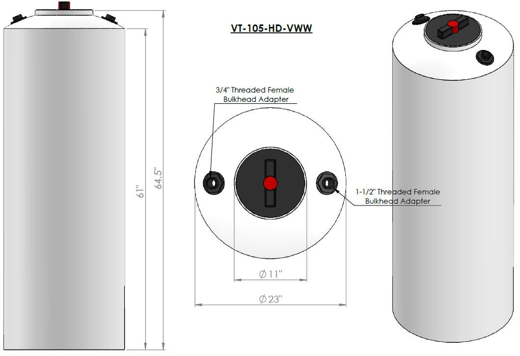 Devon VT-105-HD VT-105-HD-VWW — 105 Gal Poly Tank