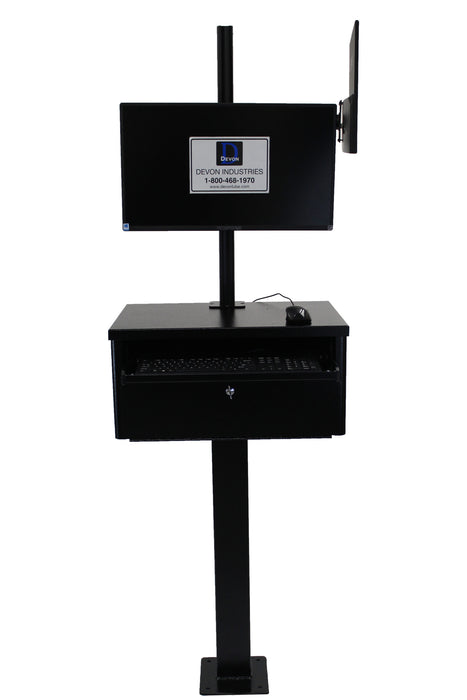 Devon CP-11DX-2M CP-11DX-2M — Pedestal Post Cabinet w/Door With Heavy Duty 750MM Multi Monitor Post and 2-Monitor Brackets