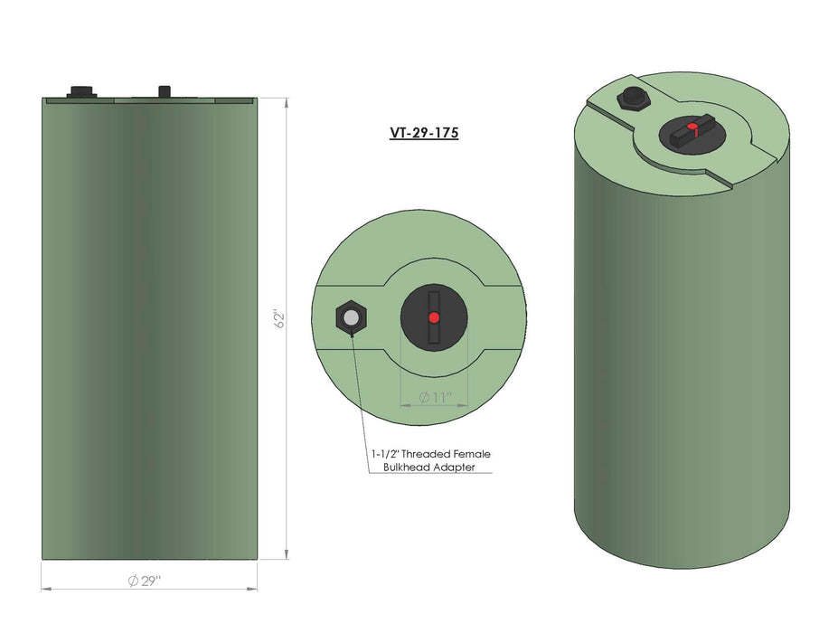 Devon VT-29-175-Green VT29-175-Green — 175 Gallon Poly Tank Green