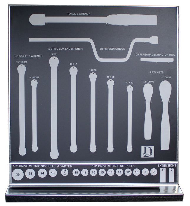 Devon E430-V-2 E430-V-2 — Magnetic Socket Lube Bay Tool Board (24”x24”)