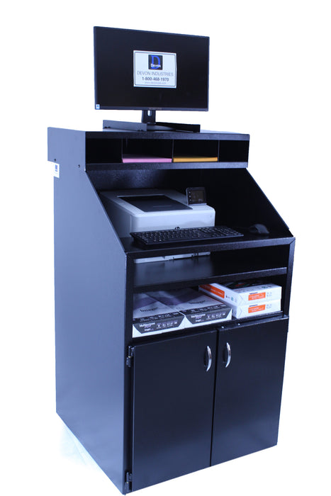 Devon C7030-DX-BLK C7030-DX-BLK — Cashier/Computer Station w/Doors (Black, 30″W)