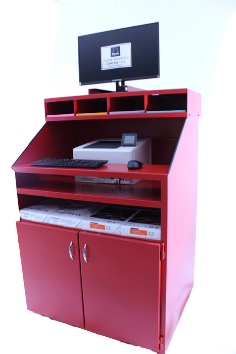 Devon C7030-DX-R C7030-DX-R — Cashier/Computer Station w/Doors (Red, 30″W)