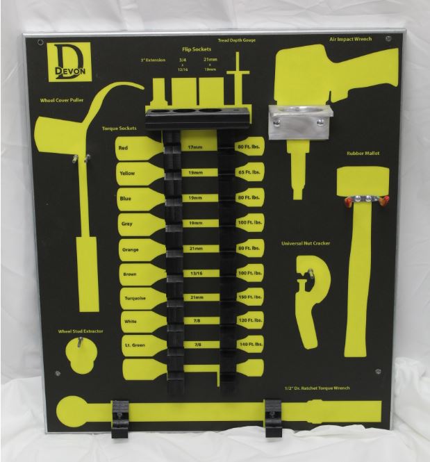 Devon TRB-020 TRB-020 — Tire Rotation Tool Board (w/tool outlines)